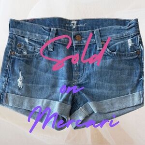 7 For All Mankind- SIZE 24 Women’s Cuffed Distressed Denim Shorts